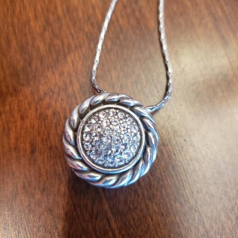 Brighton Reversible Pave Crystal and Pearl Circle‎ Pendant Necklace